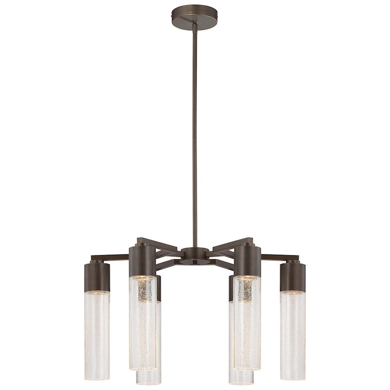 George Kovacs Light Rain 24in 6-Light Chandelier | Contemporary Copper Bronze Patina and Clear Seeded Glass | Dining Room & Living | Model P975-647