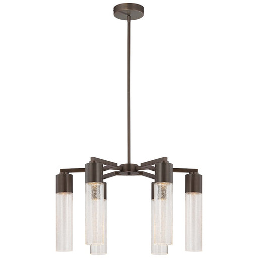 George Kovacs Light Rain 24in 6-Light Chandelier | Contemporary Copper Bronze Patina and Clear Seeded Glass | Dining Room & Living | Model P975-647