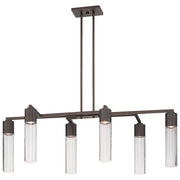 George Kovacs Light Rain 42in 6-Light Island Light | Contemporary Copper Bronze Patina and Clear Seeded Glass | Kitchen Island & | Model P976-647
