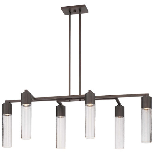 George Kovacs Light Rain 42in 6-Light Island Light | Contemporary Copper Bronze Patina and Clear Seeded Glass | Kitchen Island & | Model P976-647