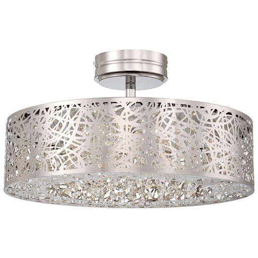George Kovacs Hidden Gems LED Semi Flush Mount | Contemporary Chrome with Crystal Accents | Living Room & Bedroom Ceiling Light | Model P985-077-L
