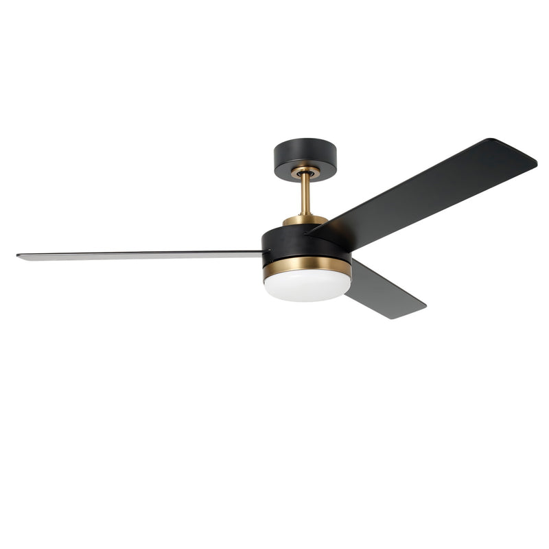Millennium Lighting Trestwyn 52in 3-Blade 5CCT LED Ceiling Fan | Transitional Brass and Matte Black Plywood | Bedroom & Living | Model 1100LED-BR-MBK