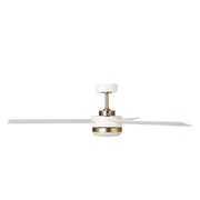 Millennium Lighting Trestwyn 52in 3-Blade 5CCT LED Ceiling Fan | Transitional Brass and Matte White Plywood | Bedroom & Living | Model 1100LED-BR-MWW