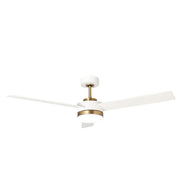Millennium Lighting Trestwyn 52in 3-Blade 5CCT LED Ceiling Fan | Transitional Brass and Matte White Plywood | Bedroom & Living | Model 1100LED-BR-MWW