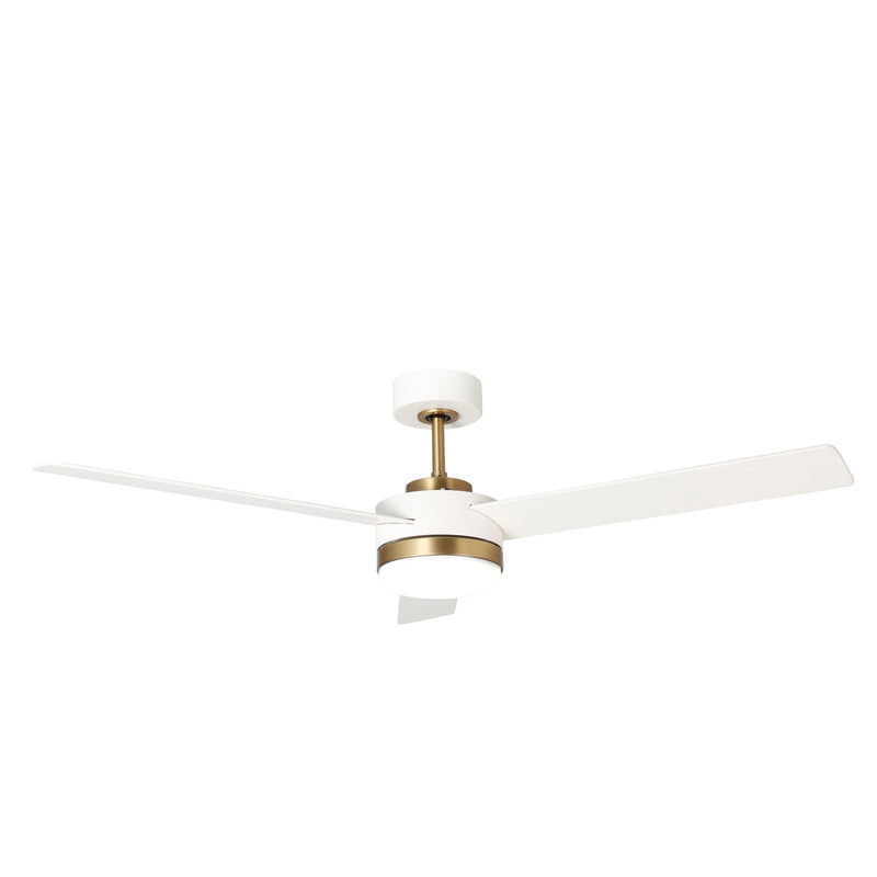 Millennium Lighting Trestwyn 52in 3-Blade 5CCT LED Ceiling Fan | Transitional Brass and Matte White Plywood | Bedroom & Living | Model 1100LED-BR-MWW