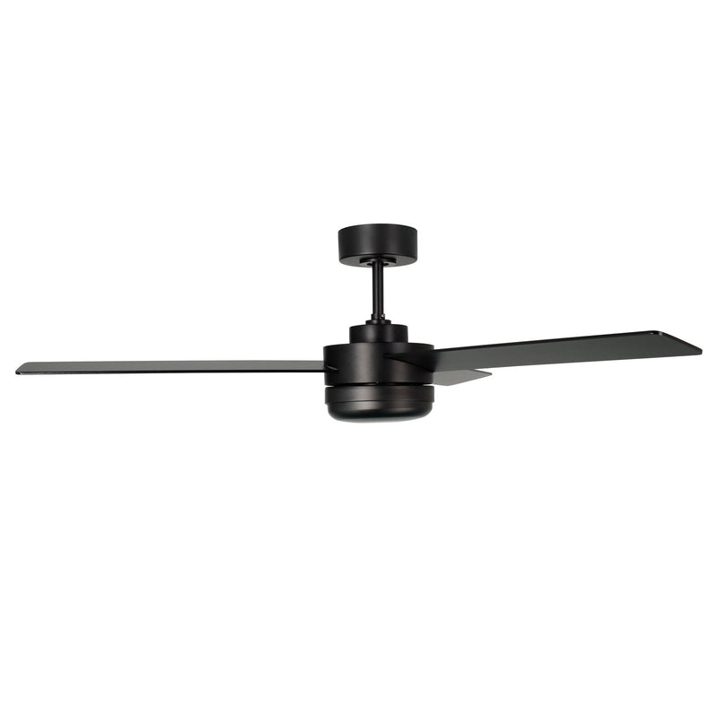 Millennium Lighting Trestwyn 52in 3-Blade 5CCT LED Ceiling Fan | Transitional Matte Black and Etched Acrylic | Bedroom | Model 1100LED-MBK-MBK