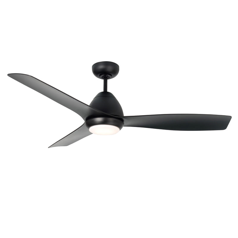 Millennium Lighting Kylpin 52in 3-Blade Ceiling Fan | Transitional Matte Black and Etched Acrylic | Bedroom & Kitchen | Model 1101LED-MBK-MBK