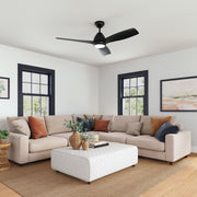 Millennium Lighting Kylpin 52in 3-Blade Ceiling Fan | Transitional Matte Black and Etched Acrylic | Bedroom & Kitchen | Model 1101LED-MBK-MBK
