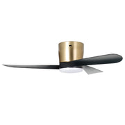 Millennium Lighting Lockbourne 48in 3-Blade 5CCT LED Flush Mount Ceiling Fan | Transitional Brass and Matte Black | Bedroom | Model 1102LED-BR-MBK