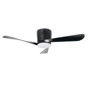 Millennium Lighting Lockbourne 48in 3-Blade 5CCT LED Flush Mount Ceiling Fan | Transitional Matte Black and Etched PC | Model 1102LED-MBK-MBK