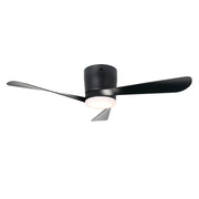 Millennium Lighting Lockbourne 48in 3-Blade 5CCT LED Flush Mount Ceiling Fan | Transitional Matte Black and Etched PC | Model 1102LED-MBK-MBK