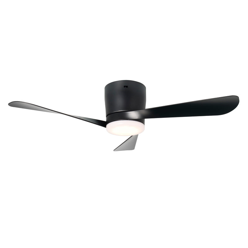Millennium Lighting Lockbourne 48in 3-Blade 5CCT LED Flush Mount Ceiling Fan | Transitional Matte Black and Etched PC | Model 1102LED-MBK-MBK
