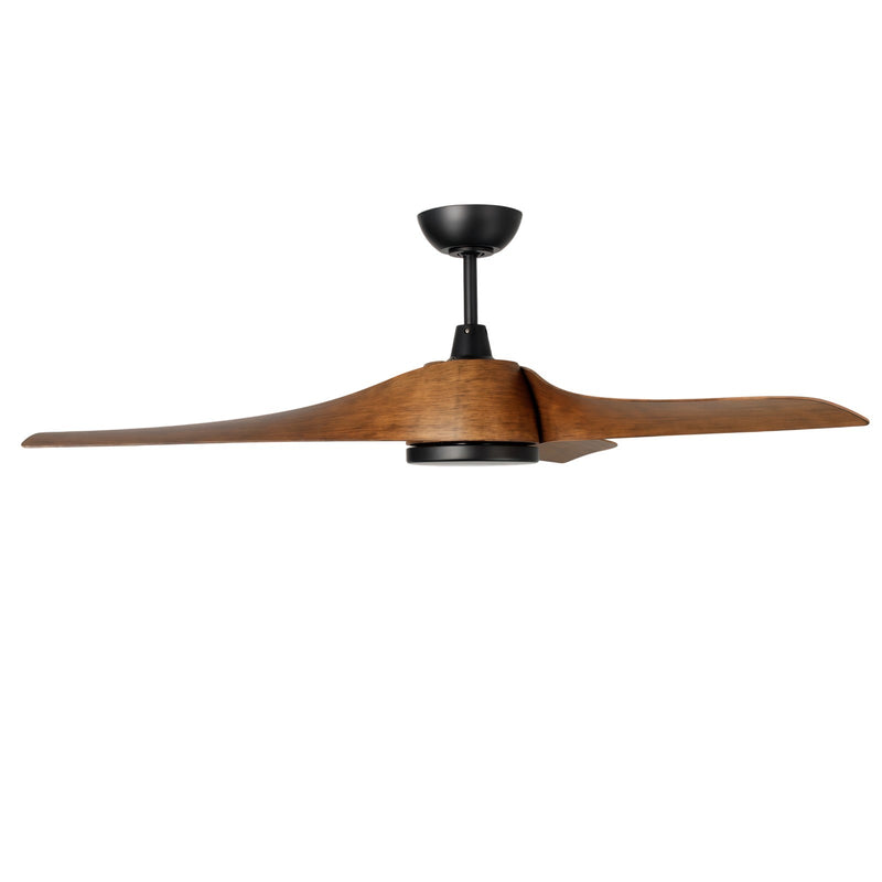 Millennium Lighting Hammerlin 52in 3-Blade LED Ceiling Fan | Transitional Matte Black and Walnut ABS | Bedroom & Living Room | Model 1103LED-MBK-WT