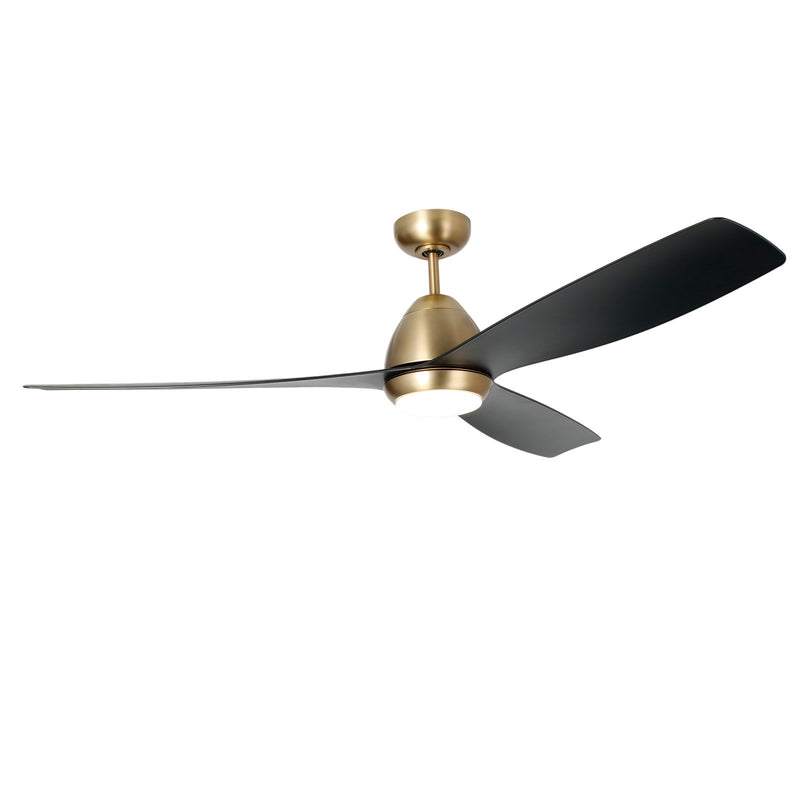 Millennium Lighting Kylpin 60in 3-Blade LED Ceiling Fan | Transitional Brass and Matte Black ABS | Bedroom & Living Room | Model 1111LED-BR-MBK