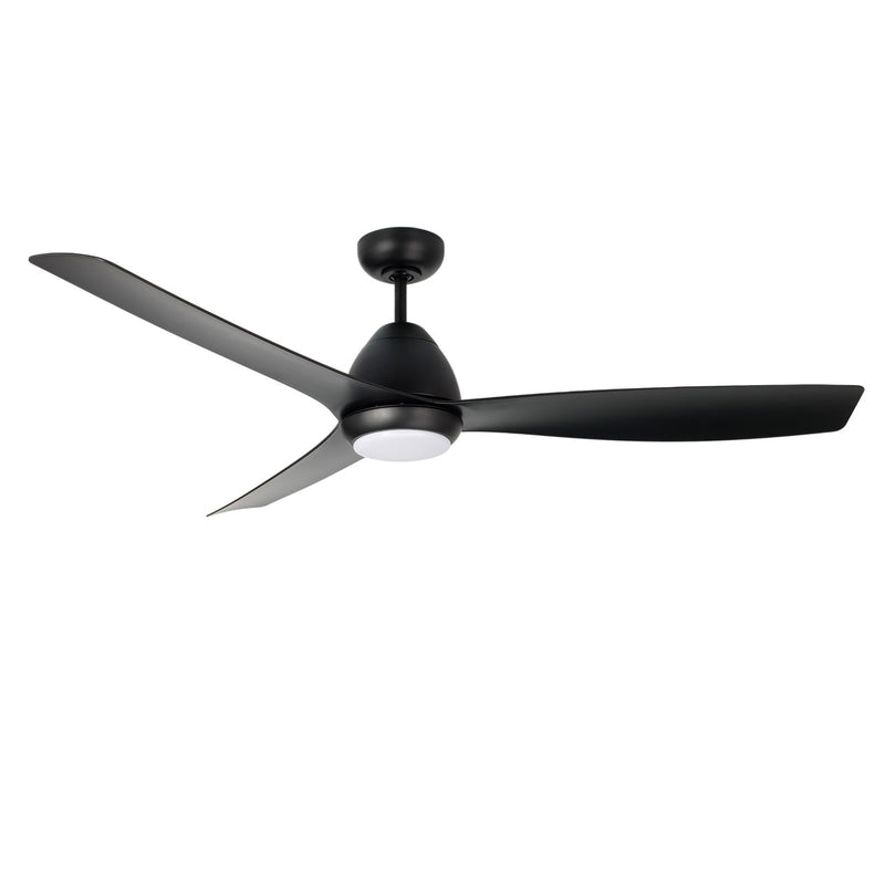 Millennium Lighting Kylpin 60in 3-Blade LED Ceiling Fan | Transitional Matte Black and Etched Acrylic | Bedroom & Living Room | Model 1111LED-MBK-MBK