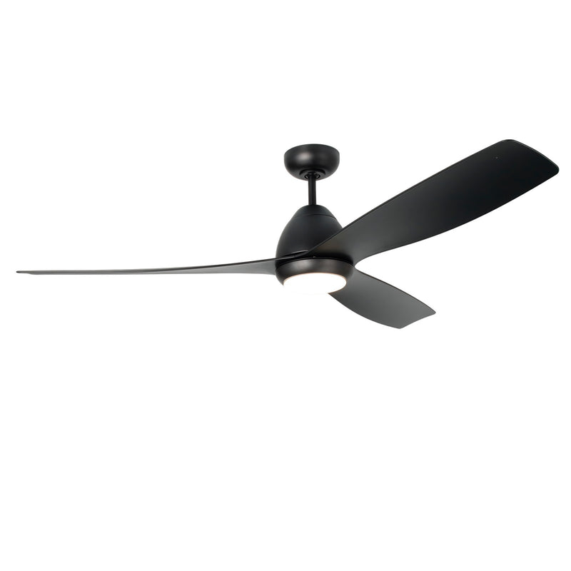 Millennium Lighting Kylpin 60in 3-Blade LED Ceiling Fan | Transitional Matte Black and Etched Acrylic | Bedroom & Living Room | Model 1111LED-MBK-MBK