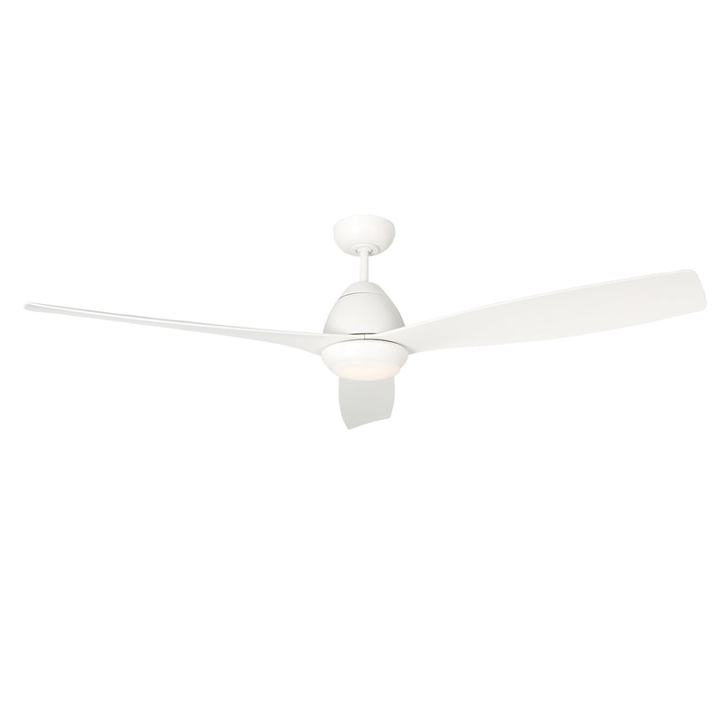 Millennium Lighting Kylpin 60in 3-Blade LED Ceiling Fan | Transitional Matte White and Etched Acrylic | Bedroom & Living Room | Model 1111LED-MWW-MWW