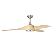 Millennium Lighting Hammerlin 60in 3-Blade LED Ceiling Fan | Transitional Brushed Nickel and Maple ABS | Bedroom & Living Room | Model 1113LED-BN-MP