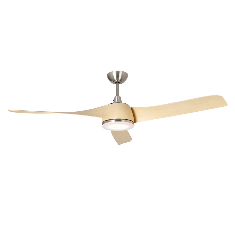 Millennium Lighting Hammerlin 60in 3-Blade LED Ceiling Fan | Transitional Brushed Nickel and Maple ABS | Bedroom & Living Room | Model 1113LED-BN-MP