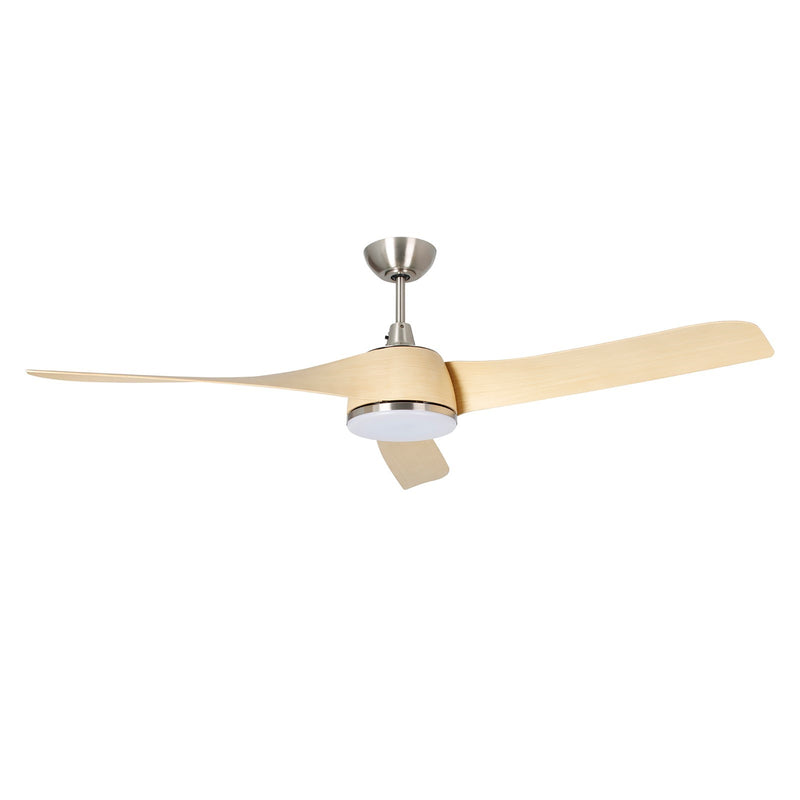 Millennium Lighting Hammerlin 60in 3-Blade LED Ceiling Fan | Transitional Brushed Nickel and Maple ABS | Bedroom & Living Room | Model 1113LED-BN-MP