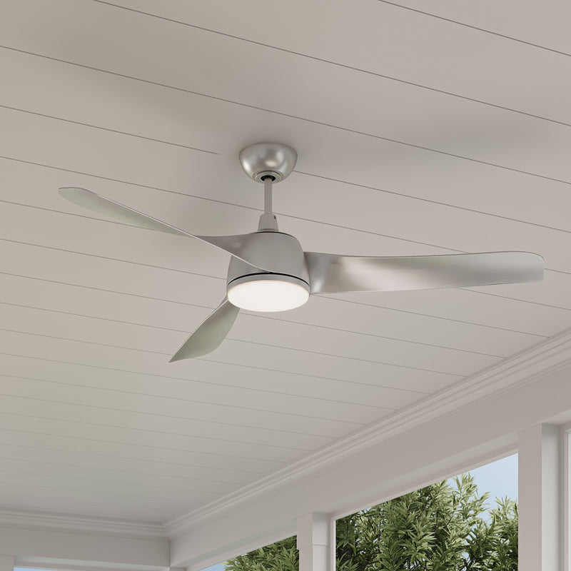 Millennium Lighting Hammerlin 60in 3-Blade Ceiling Fan | Transitional Brushed Pewter and Etched PC | Bedroom & Living Room | Model 1113LED-BP-BP