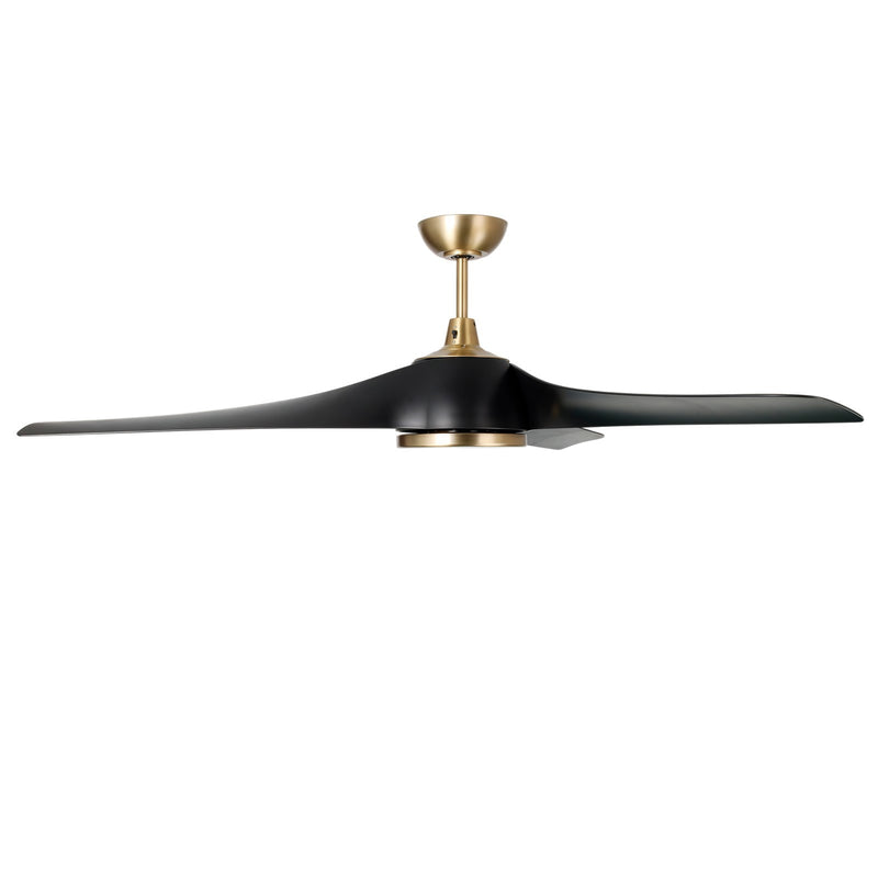 Millennium Lighting Hammerlin 60in 3-Blade Ceiling Fan | Transitional Brass and Matte Black Etched PC | Bedroom & Living Room | Model 1113LED-BR-MBK