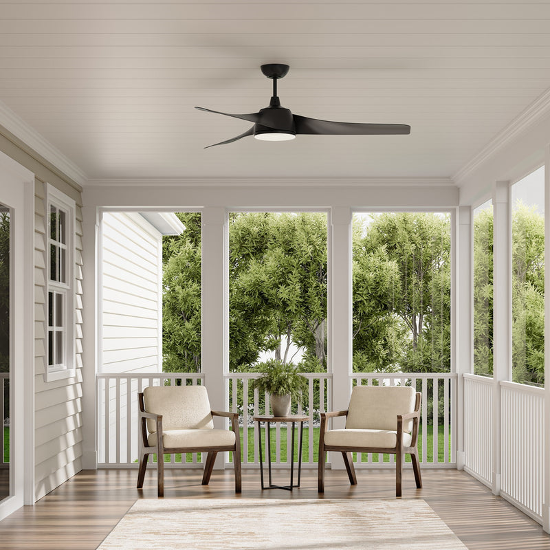 Millennium Lighting Hammerlin 60in 3-Blade Ceiling Fan | Transitional Matte Black and Etched PC | Bedroom & Living Room | Model 1113LED-MBK-MBK