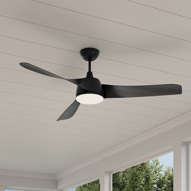 Millennium Lighting Hammerlin 60in 3-Blade Ceiling Fan | Transitional Matte Black and Etched PC | Bedroom & Living Room | Model 1113LED-MBK-MBK
