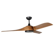Millennium Lighting Hammerlin 60in 3-Blade Ceiling Fan | Transitional Matte Black and Walnut Etched PC | Bedroom & Living Room | Model 1113LED-MBK-WT