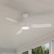 Millennium Lighting Hammerlin 60in 3-Blade LED Ceiling Fan | Transitional Matte White and Etched PC Lens | Living Room | Model 1113LED-MWW-MWW