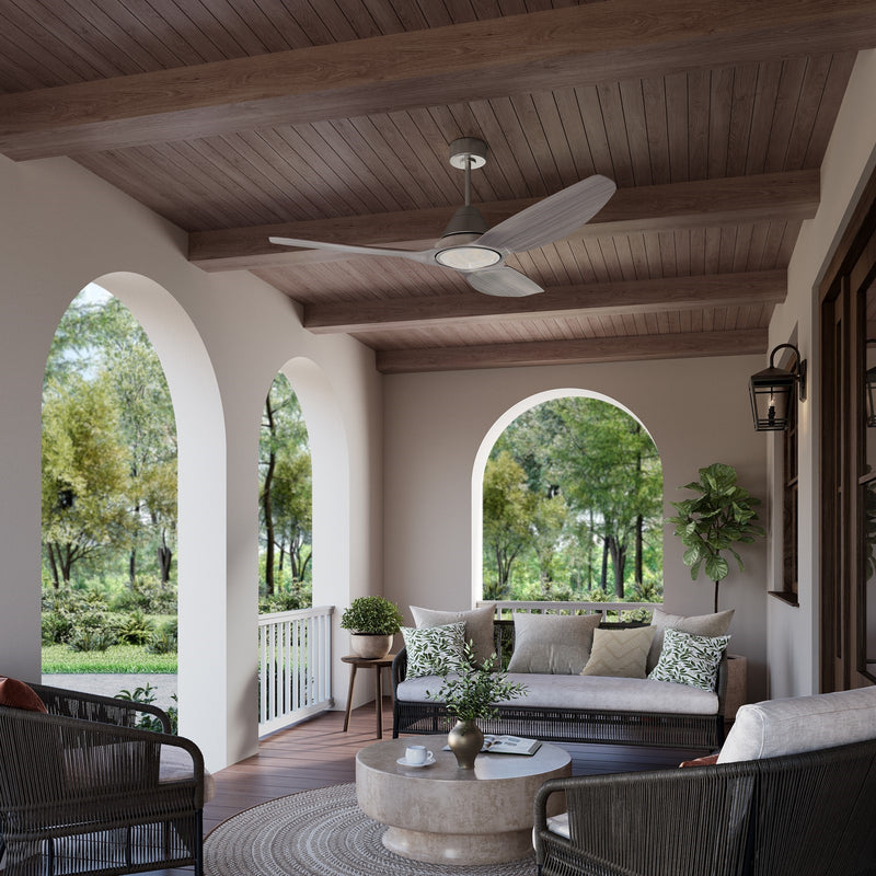 Millennium Lighting Karrston 54in 3-Blade LED Ceiling Fan | Transitional Brushed Nickel and Grey Acrylic Lens | Living Room | Model 1120LED-BN-GR