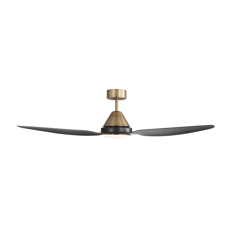 Millennium Lighting Karrston 54in 3-Blade LED Ceiling Fan | Transitional Brass and Matte Black Acrylic Lens | Living Room | Model 1120LED-BR-MBK