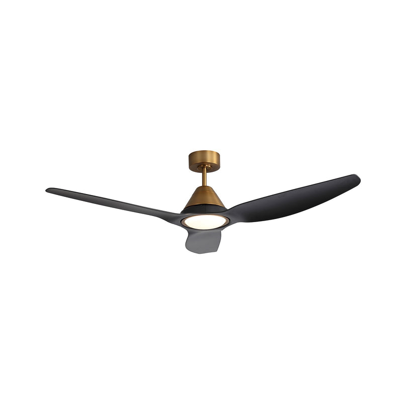 Millennium Lighting Karrston 60in 3-Blade Ceiling Fan | Transitional Brass and Matte Black ABS | Bedroom & Living Room | Model 1121LED-BR-MBK