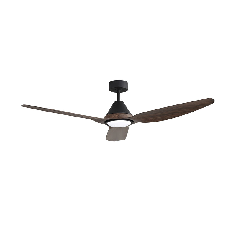 Millennium Lighting Karrston 60in 3-Blade Ceiling Fan | Transitional Matte Black and Walnut ABS | Bedroom & Living Room | Model 1121LED-MBK-WT