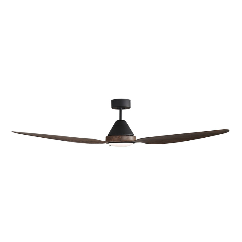 Millennium Lighting Karrston 60in 3-Blade Ceiling Fan | Transitional Matte Black and Walnut ABS | Bedroom & Living Room | Model 1121LED-MBK-WT