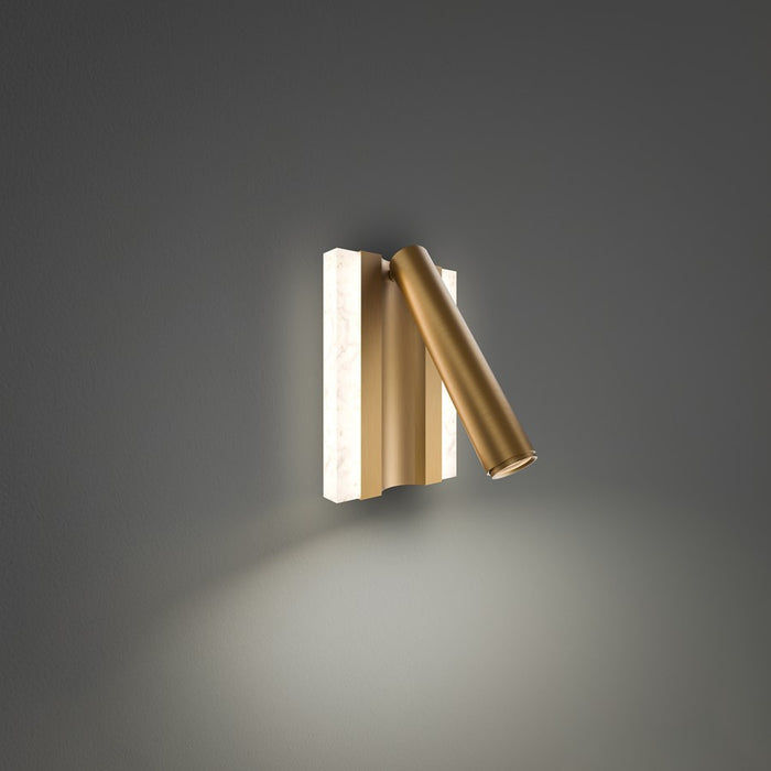 Modern Forms Ivery 1Lt 9" LED Reading Light, Brass/White/Alabaster