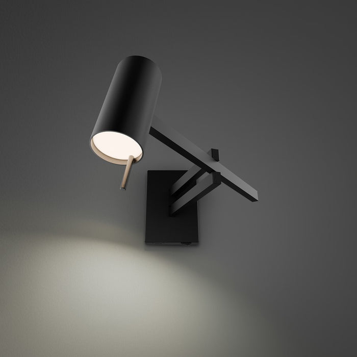 Modern Forms Gavel 1Lt 7" LED Swing Arm Light, Black/White