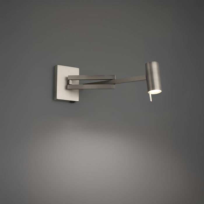 Modern Forms Gavel 7" LED Swing Arm Light, Brushed Nickel/White