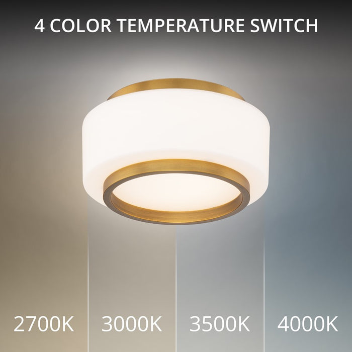Modern Forms Preston 1Lt 8" LED Flush Mount/2700K, Brass/Opal
