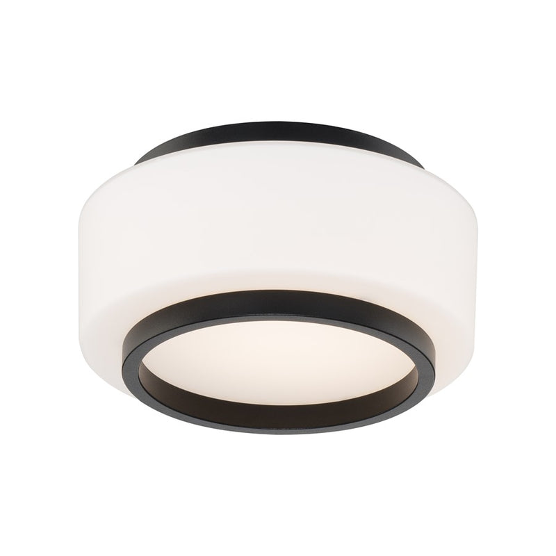 Modern Forms Preston 1Lt 8" LED Flush Mount/3500K, Black/Opal - FM-12508-35-BK