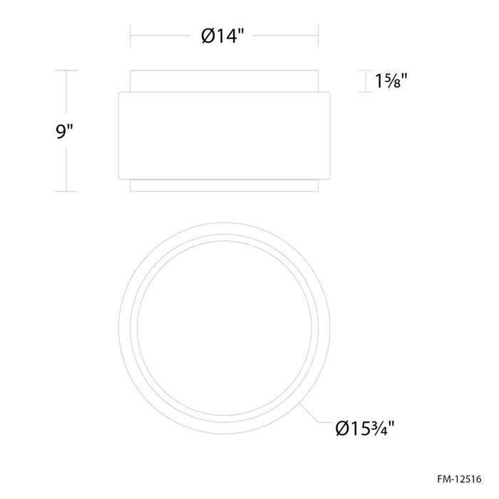 Modern Forms Preston 1Lt 16" LED Flush Mount/3500K, Black/Opal