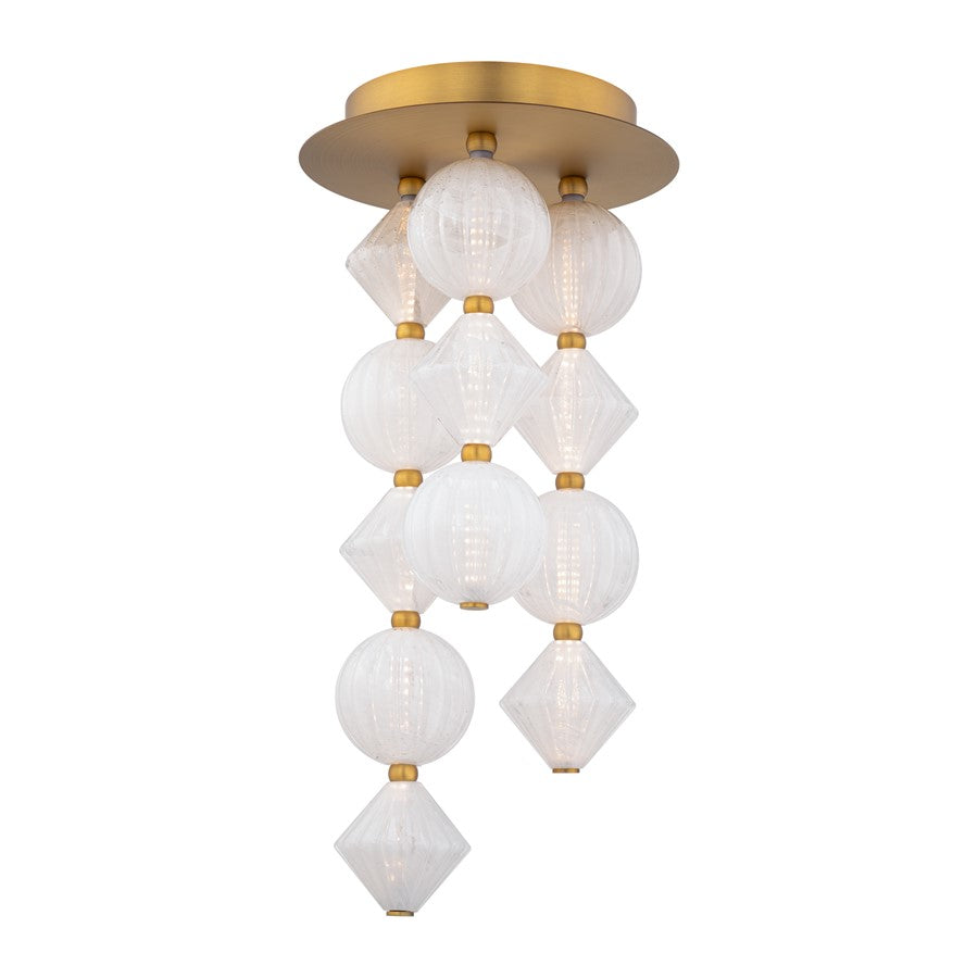 Modern Forms Pearla 12Lt 23" LED Semi-Flush, BR/WH/Unique Pattern - FM-2523-AB