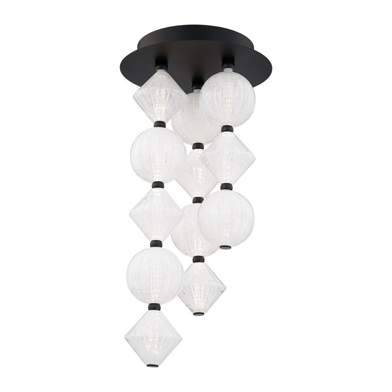 Modern Forms Pearla 12Lt 23" LED Semi-Flush, BK/WH/Unique Pattern - FM-2523-BK