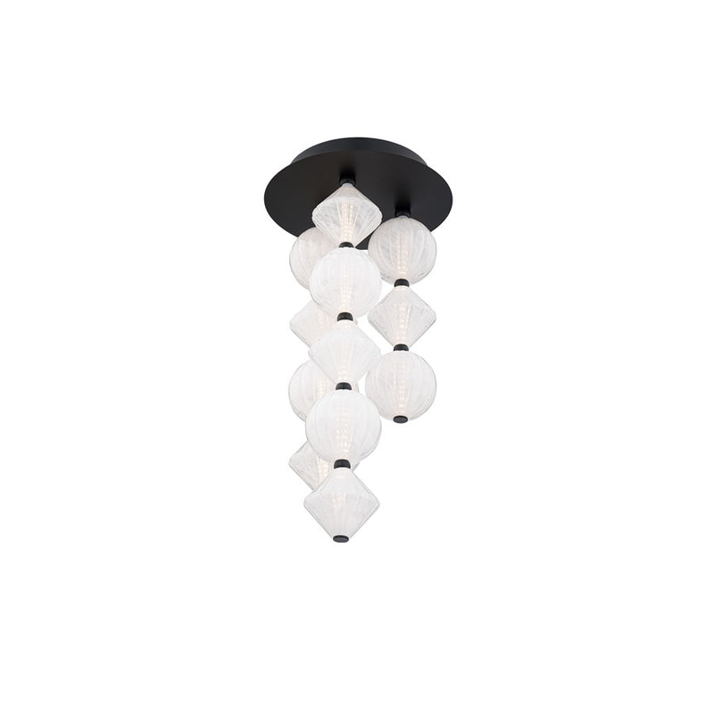 Modern Forms Pearla 12Lt 23" LED Semi-Flush, Black/White/Unique Pattern