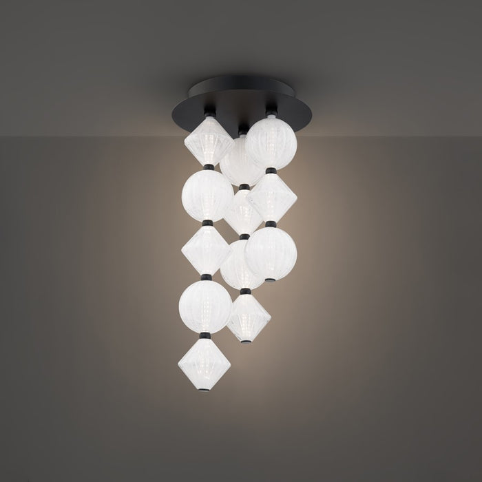 Modern Forms Pearla 12Lt 23" LED Semi-Flush, Black/White/Unique Pattern