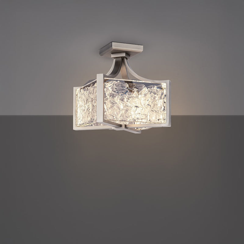 Modern Forms Emblem 1Lt 12" LED Semi-Flush Mount, Nickel/Clear
