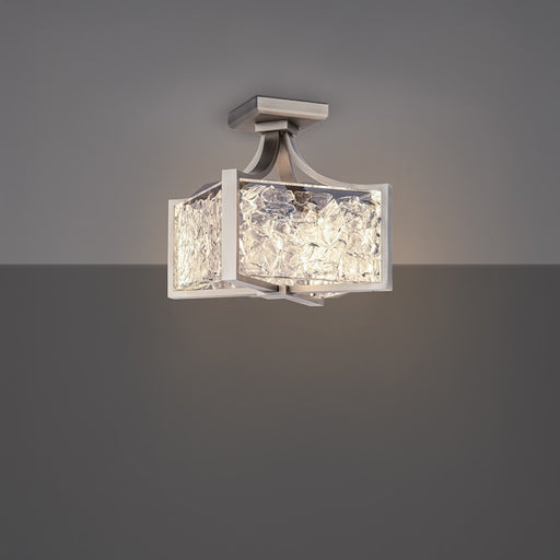 Modern Forms Emblem 1Lt 12" LED Semi-Flush Mount, Nickel/Clear