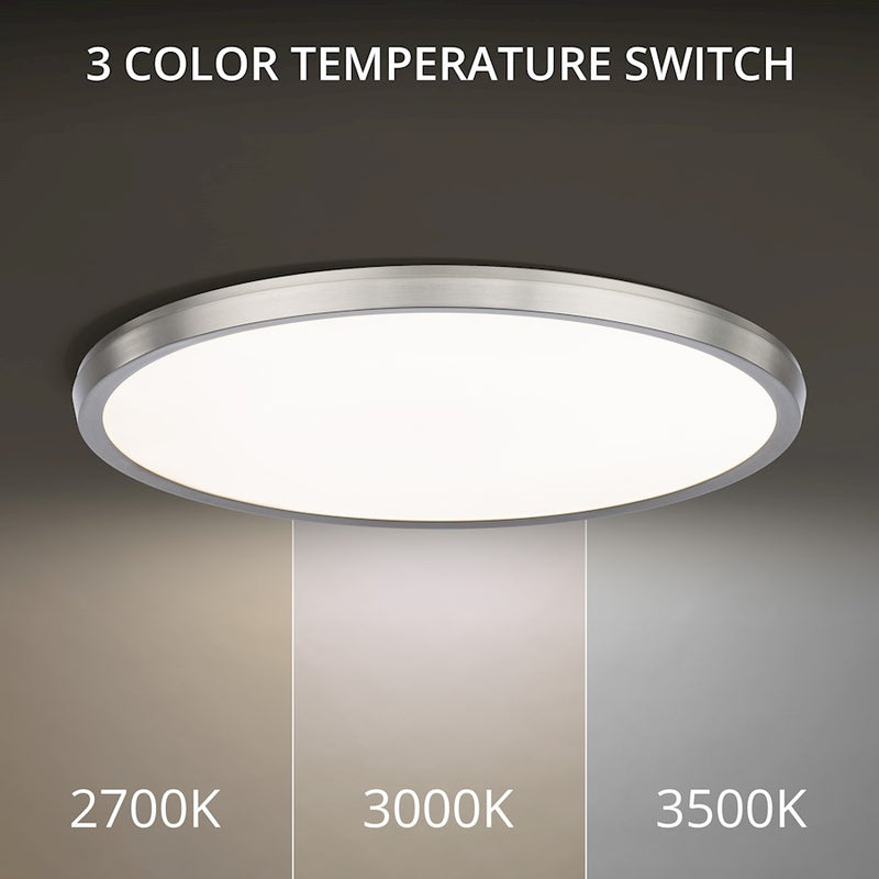 Modern Forms Argo 1Lt 19" LED Round Flush 3-CCT/3000K, Nickel