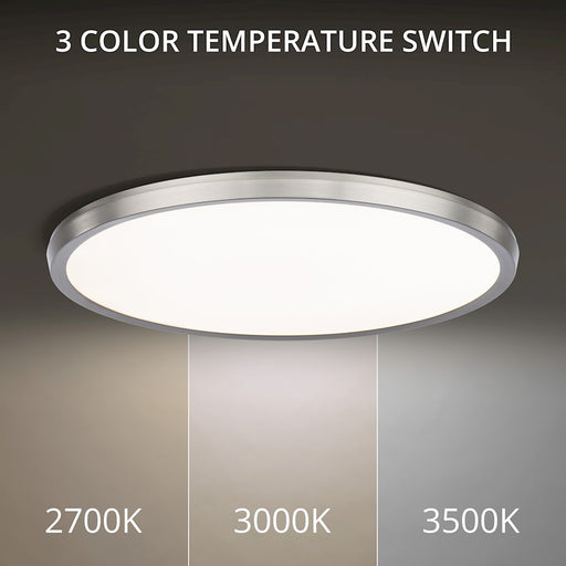 Modern Forms Argo 1Lt 19" LED Round Flush 3-CCT/3000K, Nickel