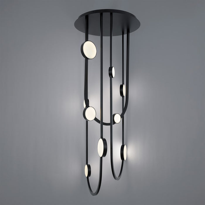 Modern Forms Tableau 10Lt 51" LED Semi-Flush/3500K, Black/Cloudy